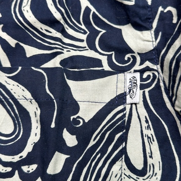 Wayan Natural Wears Tropical Button Down Navy Blue Shirt Large - Picture 9 of 10